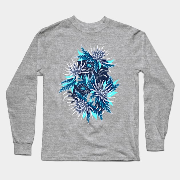 Hidden Creatures - Grey / Teal Long Sleeve T-Shirt by andreaalice